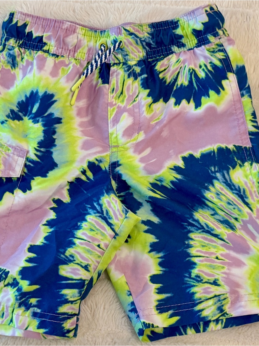 Cat & Jack Kids Tie-Dye Board Shorts Size XS 4/5 NWOT - Pink, Blue & Lime